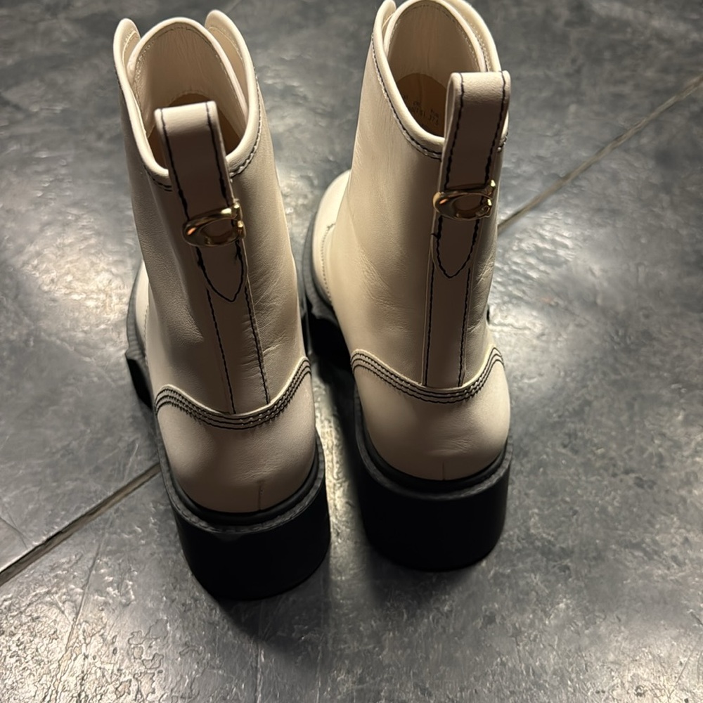 Coach Cream Liza Combat Boots with zip Up Design Size 7.5 - Picture 3 of 6